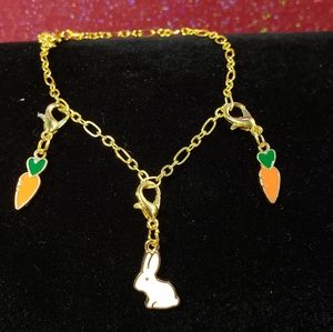 🧵Handmade🧵 Gold Plated Bunny Charm Bracelet